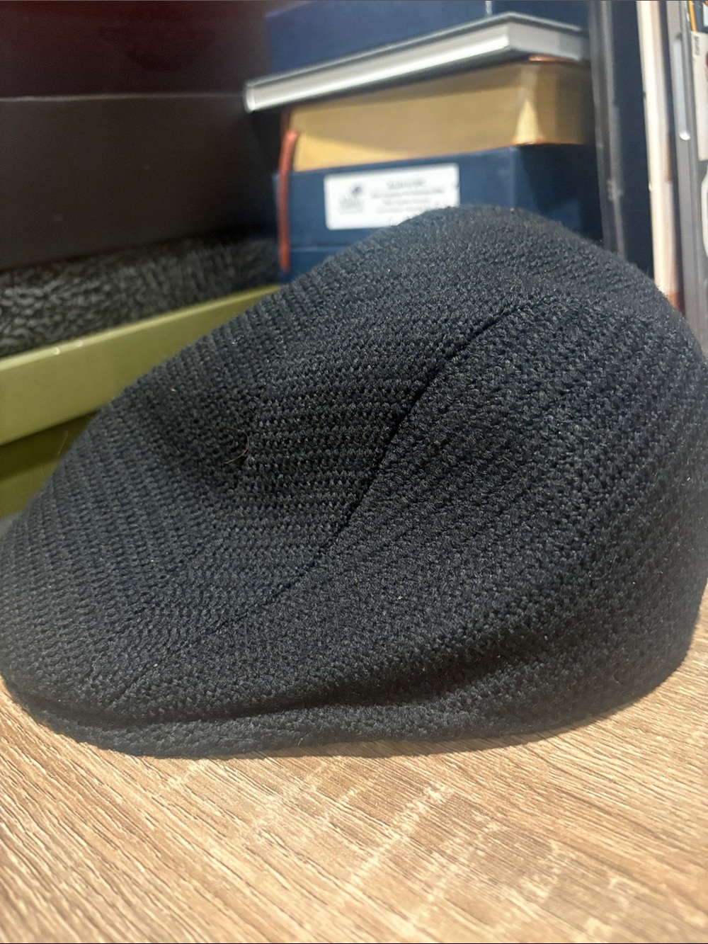 Kangol Black Knit Flat Cap - Classic Ivy Hat